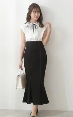 プロポーション　トライアングルデニムマーメイドスカート　ブラック