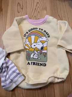 スヌーピー イエロー ロンパース