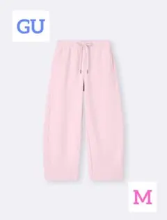 GU ヘビーウェイトスウェットバレルレッグパンツ ピンク M