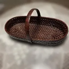 民芸品　取手付き籠