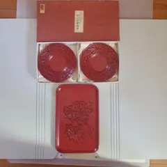 村上堆朱菓子器・銘々皿・茶托セット imgrc0094134089.jpg