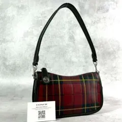 極美品 コーチ スウィンガー 20 ショルダーバッグ レザー チェック柄 赤