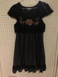 axes femme 刺繍付きひざ丈ワンピース