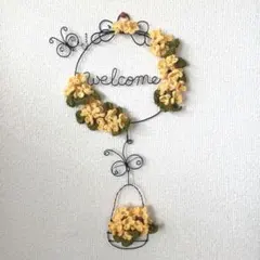 金木犀　ワイヤークラフト リース welcome ハンドメイド