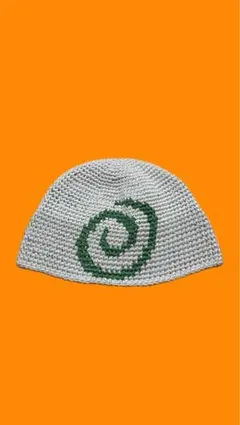 クラッシャーハット　渦巻き模様　グレー・緑 男女兼用