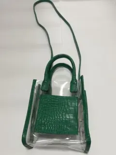 【ショルダーバッグ】 グリーン クロコダイル風