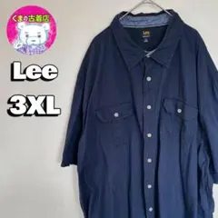 usa古着 Lee 半袖ボタンシャツ 3XL ブラック 無地 ビッグシルエットのサムネイル