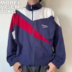 REEBOK リーボック トラックジャケット 刺繍 起毛 紺 赤 L 10142