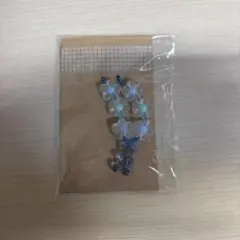 ビーズストラップ　携帯ストラップ　青　韓国　y2k スクバ