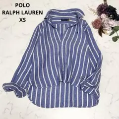 POLO RALPH LAUREN リネン100% ストライプシャツ ブルー