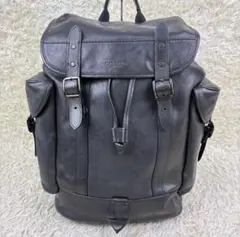 希少・美品　COACH ヒッチ リュック 大容量 A4可 レザー チャーム 黒