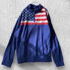 アメリカ国旗デザイン ハーフジップ トレーナー 2XL