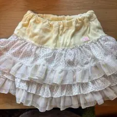 フリル付きスカート 100cm イエロー/ホワイト