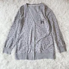 ディズニー　スウェットカーディガン　ミッキー&ミニー　フラワープリント　Ｖネック