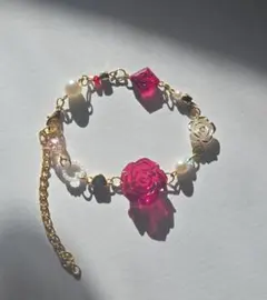 ハンドメイド ブレスレット 薔薇モチーフ