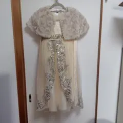 キッズアイボリー フォーマルドレス ファーコート付き