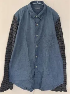 コムデギャルソン オム　デニムシャツ　袖切り替えニット　Mサイズ　ヴィンテージ COMME des GARCONS コムデギャルソン D-TK9210 仏製 袖 シャツ
