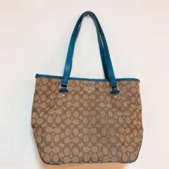 COACH コーチ　ジップアップ　ショルダーバッグ　トートバッグ　ブルー　青通勤