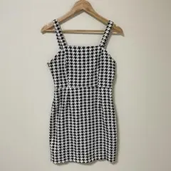 SHEIN ワンピース　千鳥格子柄　白×黒