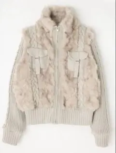 LAGUA GEM CABLE KNIT FAUX FUR ブルゾン アイボリー - メルカリ