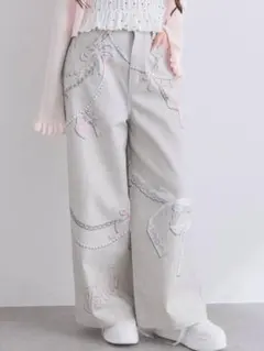 OLIVE des OLIVE 転写プリントデニムパンツ