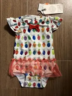 「新品」パイナップル柄水着&ラッシュガード 80cm