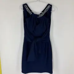 ネイビー ビジュー付きドレス キャバドレス 大きいサイズ