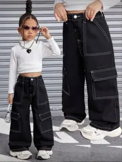 SHEIN ブラックデニムワイドパンツのサムネイル