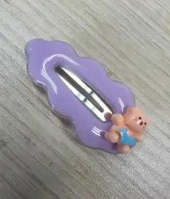紫色の雲型クマヘアクリップ
