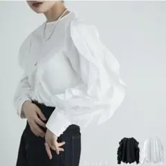 etoll. ブロードフリルスリーブブラウス ホワイト