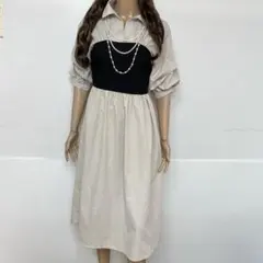 radarista春 大人気重ね着風ロングワンピース　マキシワンピース