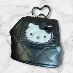 サンリオリュック型ポーチ　ブラック　ハローキティ　ミニチュアキルト