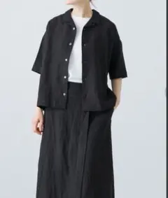 【かぐれ】新品タグ付 BLACK リネンラミーオープンカラーシャツのサムネイル