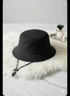 新品未使用 バケットハット ブラック 61cm コットン100% 無地