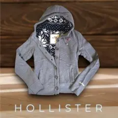 防寒 HOLLISTER 厚手ケーブル編み フードパーカー M