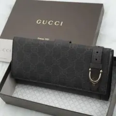 未使用品　箱付き　GUCCI グッチ　長財布　金具　GGスプリーム　ブラウン