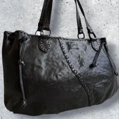 IBIZA 本革 トートバッグ 黒 編み込み 大容量 A4 レザー