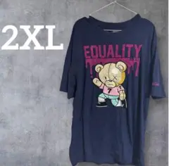 ネイビー Tシャツ 2XL クマデザイン