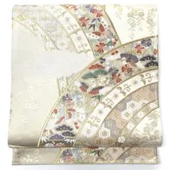 V1872 ●高級 正絹 唐織 能小袖 六通 袋帯 鶴 蝶々