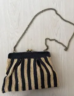ストライプ編み物ポシェット