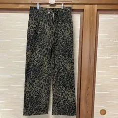 ヒョウ柄ハイウエストデニムパンツ