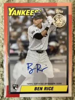 注目】Topps ベン ライス RC 直筆サイン Yankees - メルカリ