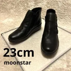【美品】ムーンスター moonstar ショートブーツ サイドジップ ブラック