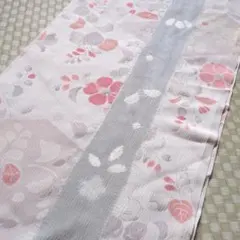 171　 着物ハギレ　反物巾×320㎝ 　辻が花　グレー系アイボリー　絞り