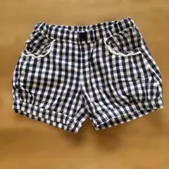 ムージョンジョン ショートパンツ　110 チェック柄 ネイビー・ホワイト