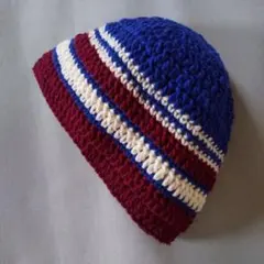 ボーダーニット帽 赤 青 白