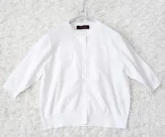 美品 CABaN ポリエステル ハーフスリーブ カーディガン ホワイト CABaN カーディガン ファインポリエステル ハーフスリーブ