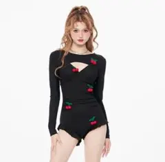 チェリーデコレーション付きキュートワンピース水着　2点セット  Y03#