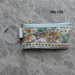 インド刺繍リボン　ポーチ　【No.120】