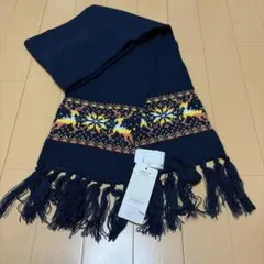 COMME CA ISM マフラー ネイビー ノルディック柄
